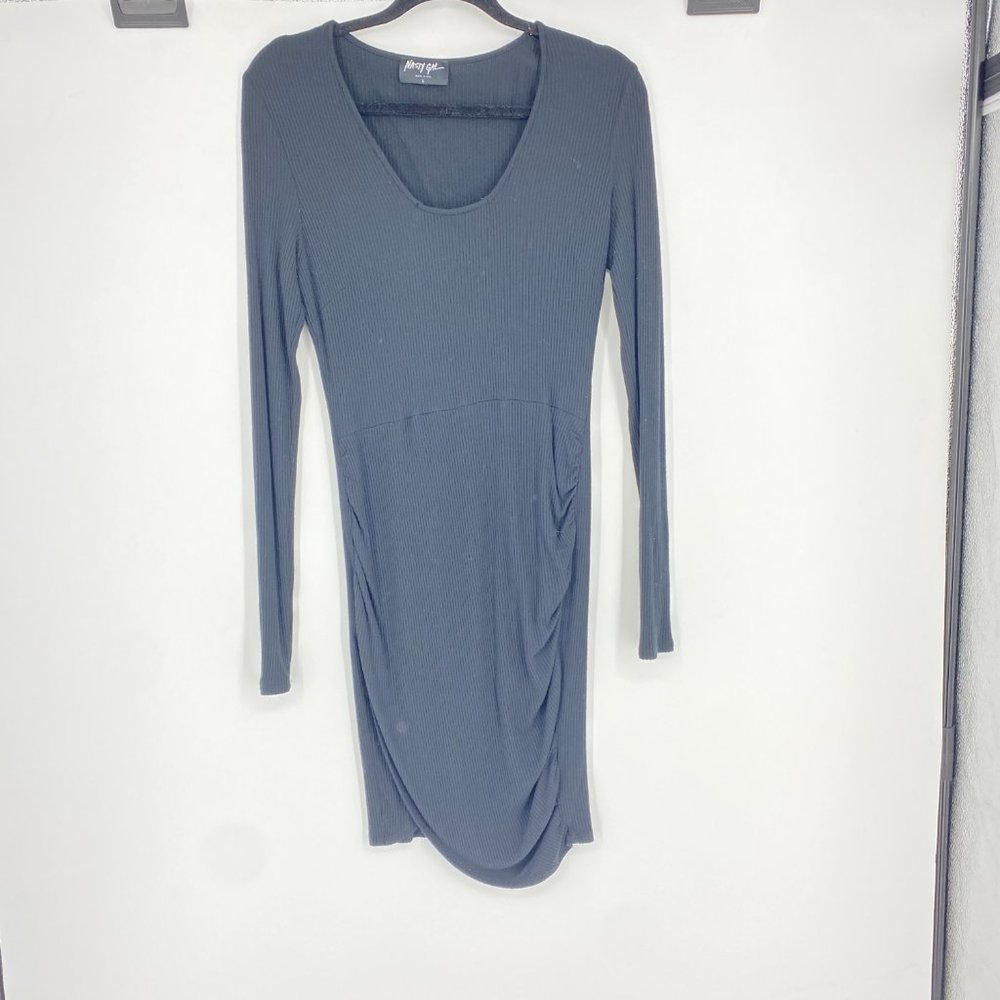 Nasty Gal Black Spandex long sleeve Midi Dress